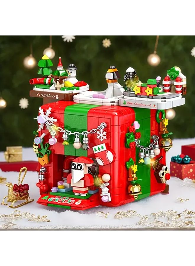 Red And Green Christmas Building Blocks Set 1100 Pcs With Santa Reindeer Snowman Tree Decorations - Image 3